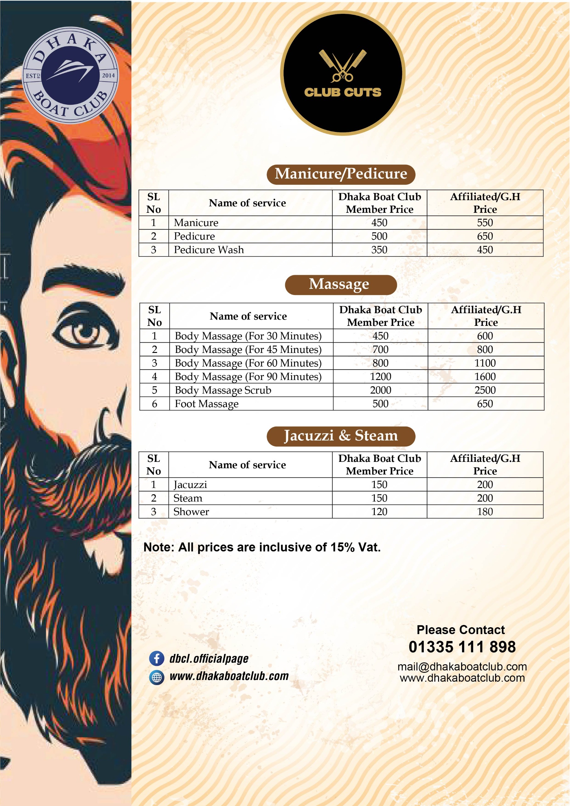 Club Cuts Menu Page 2